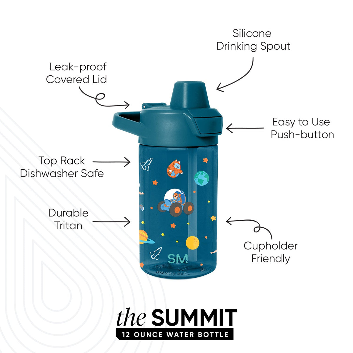 Summit Kids Plastic Water Bottle with Simple Flip Straw Lid